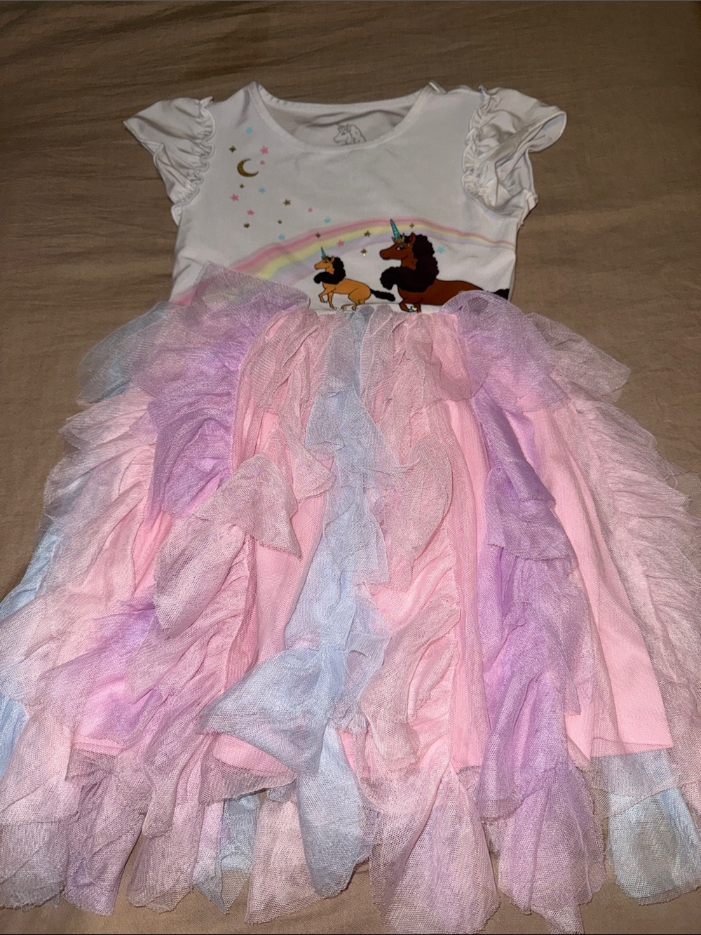 Unicorn Rainbow Tulle Dress - Pink Lavender Pastels